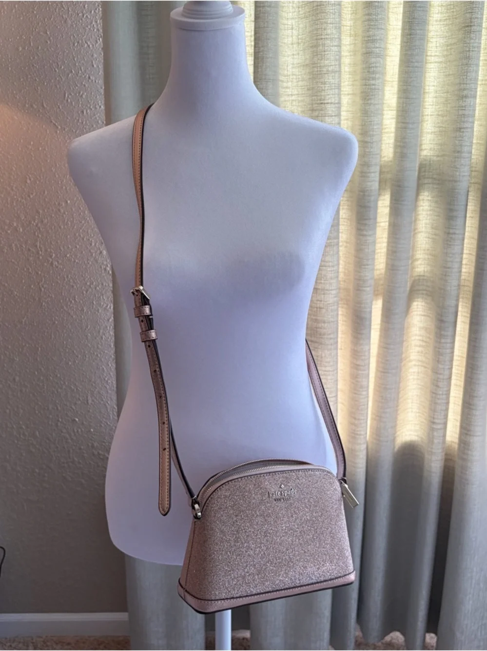 Kate Spade rose gold glitter crossbody bag